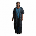 Nigeria Batik Kaftan for Women. Size L Color Black/Blue
