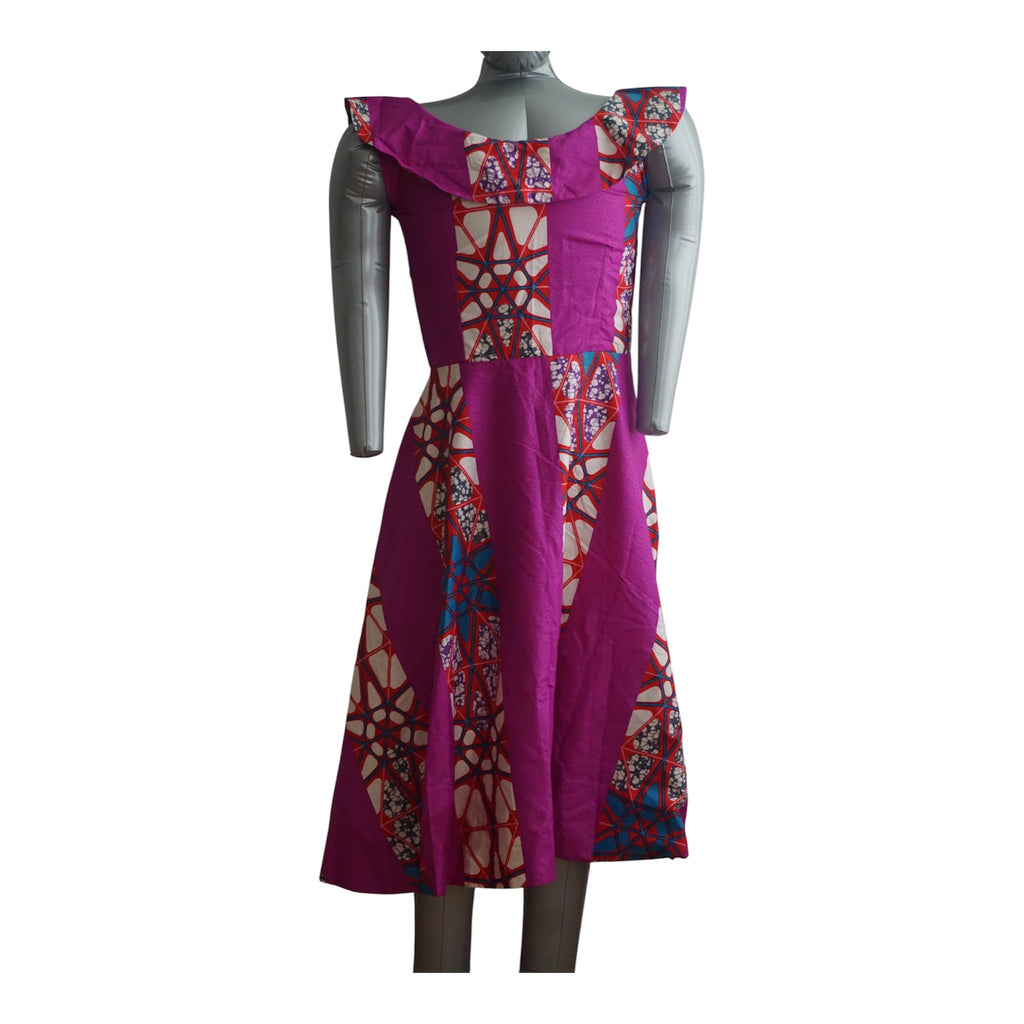 Fully Linen Ankara Cotton Dress: African Print, Ready to Wear,  with Extra Fabric for Adjustment Size S