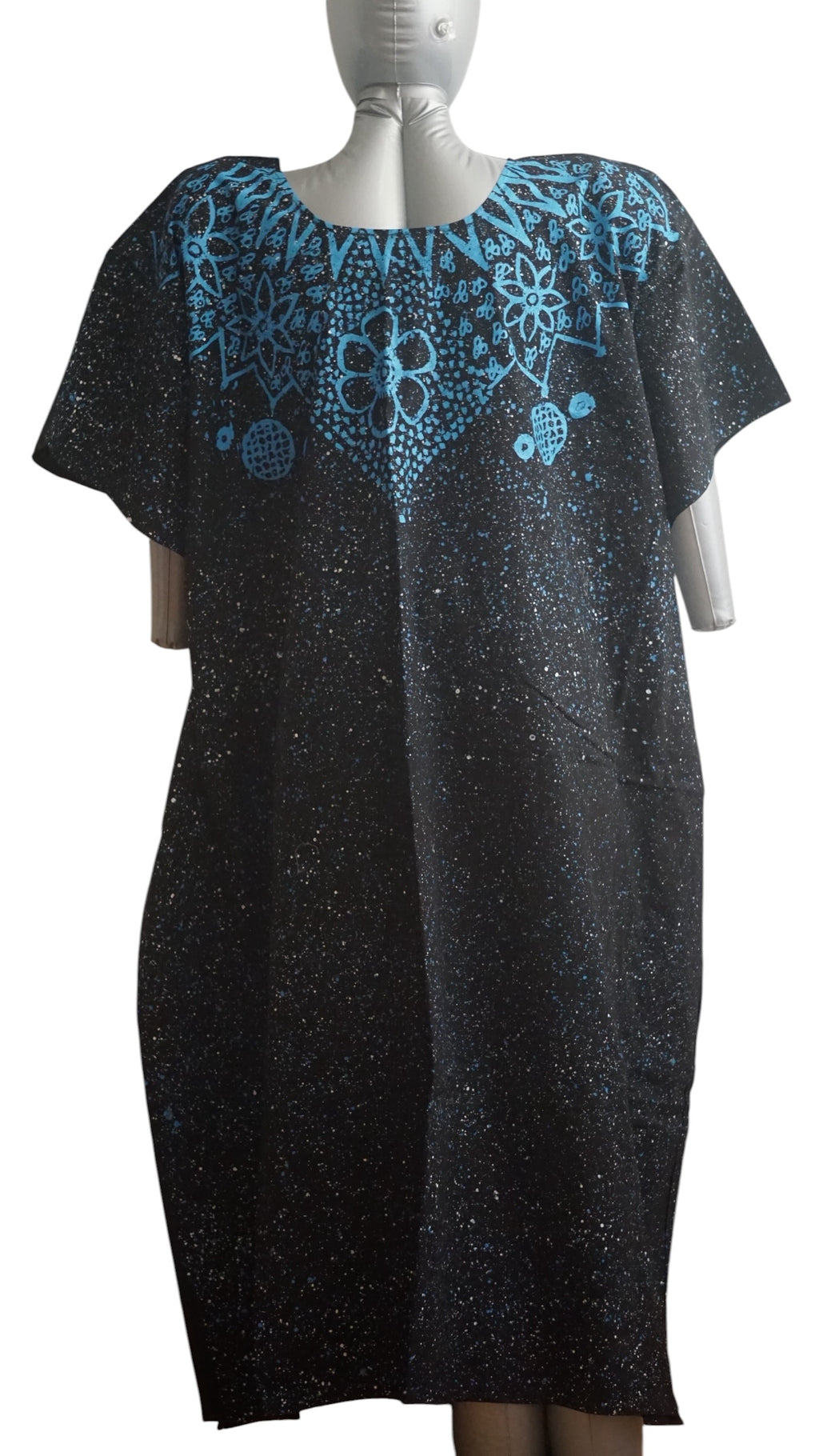 Nigeria Adire Bubu for Women. Size L Color Black/Blue