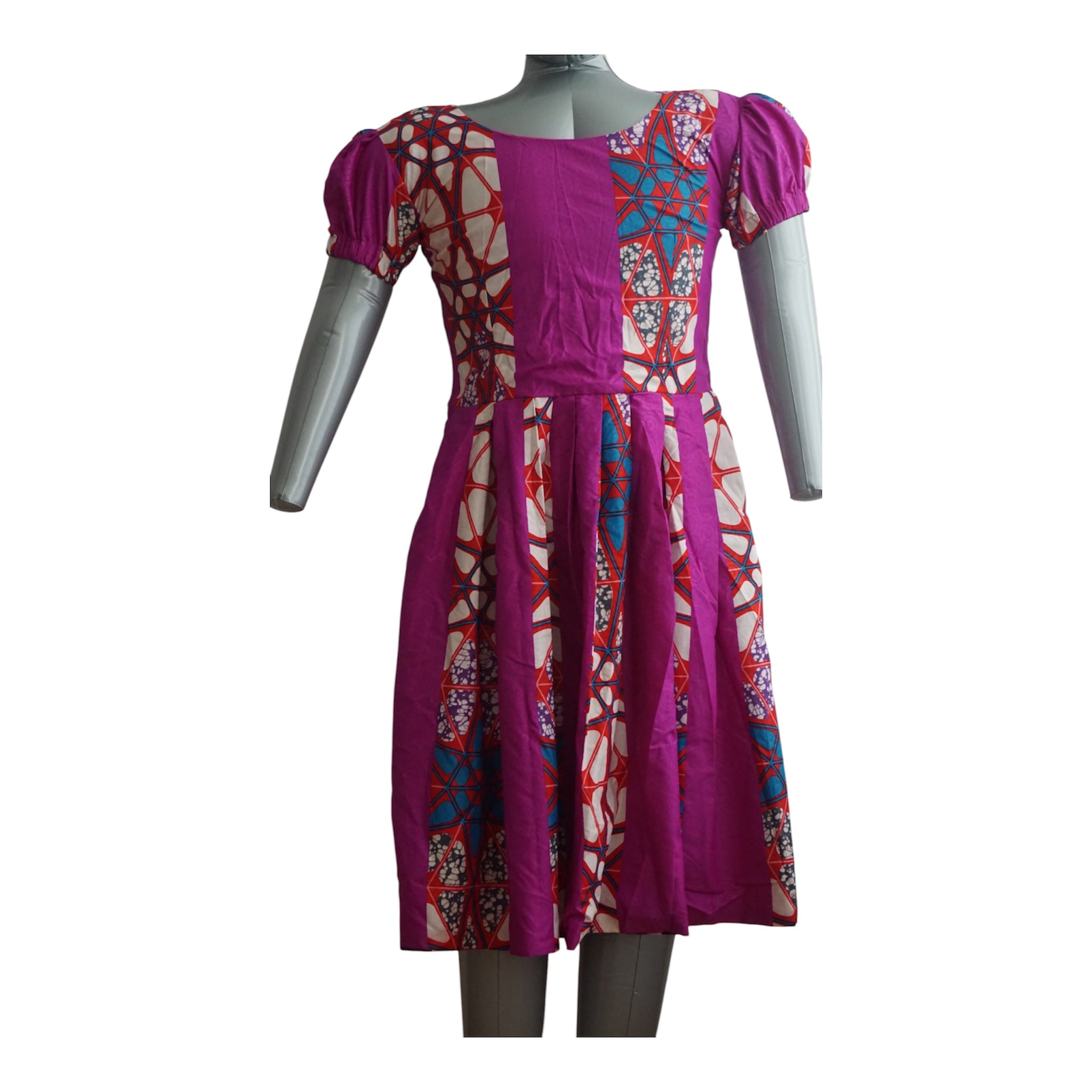 Fully Linen Ankara Cotton Dress: African Print, Ready to Wear,  with Extra Fabric for Adjustment Size M