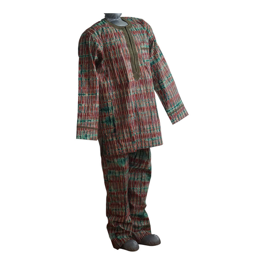 Ready To Wear Men's Tie Dye Adire Top and Trouser. Buba &Sokoto Size L