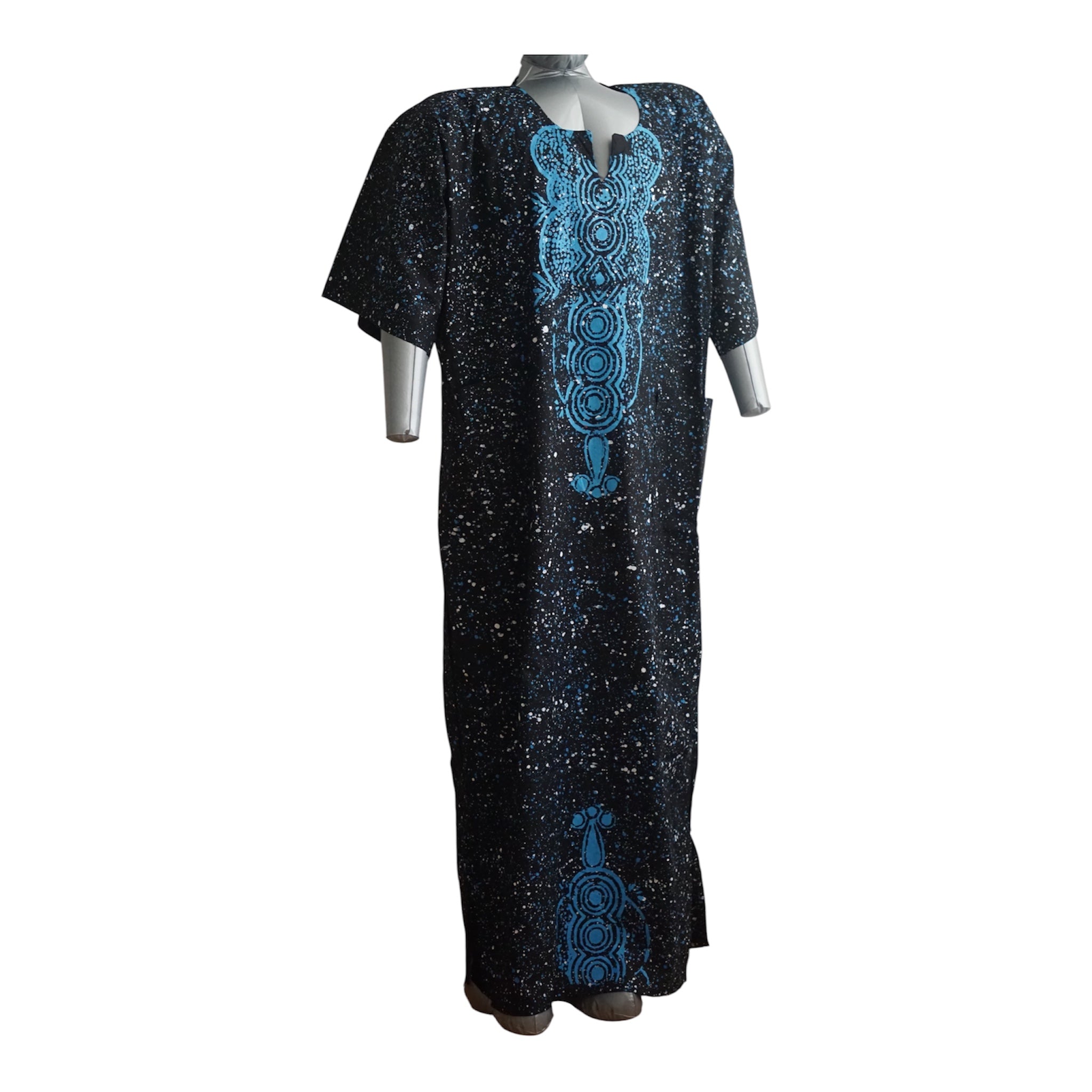 Nigeria Batik Kaftan for Women. Size L Color Black/Blue