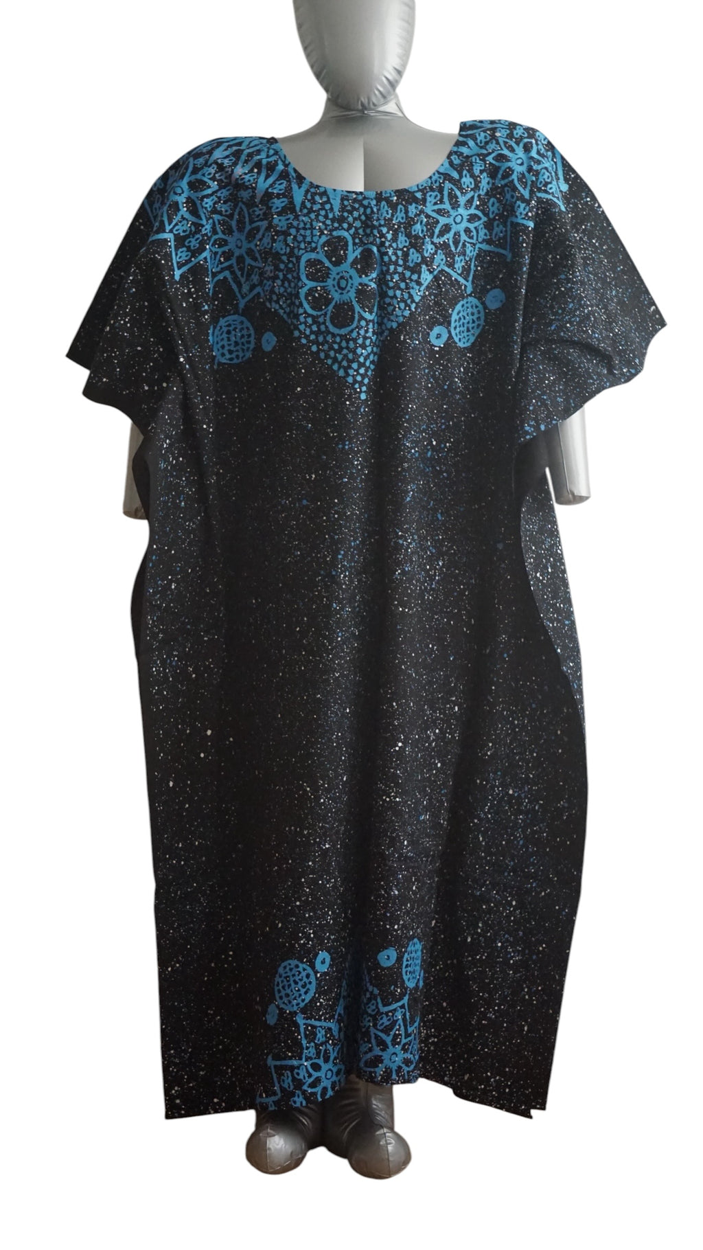 Nigeria Adire Bubu for Women. Size L Color Black/Blue