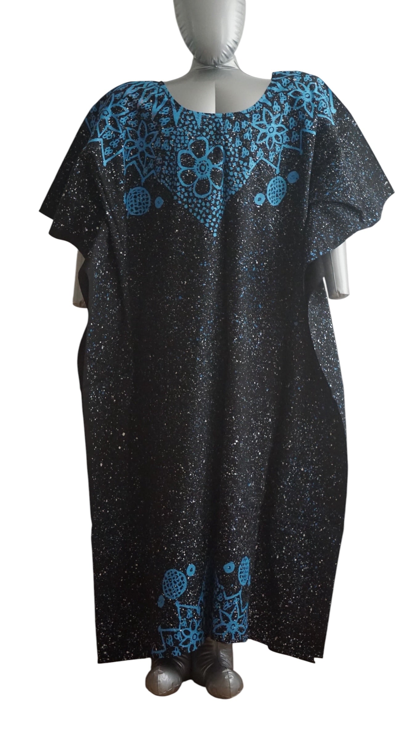 Nigeria Adire Bubu for Women. Size L Color Black/Blue