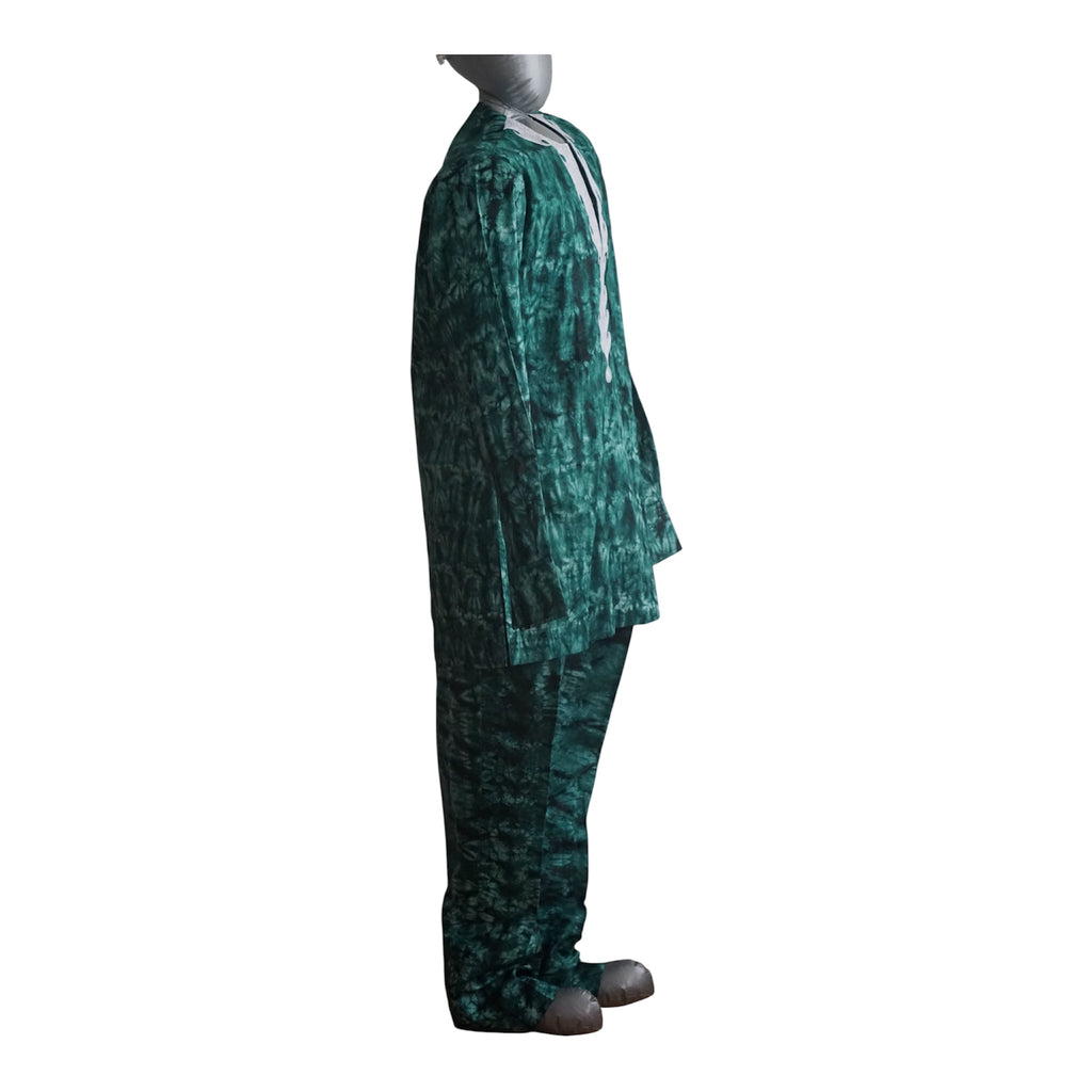 Ready To Wear Men's Tie Dye Adire Top and Trouser. Nigeria Buba &Sokoto Size L