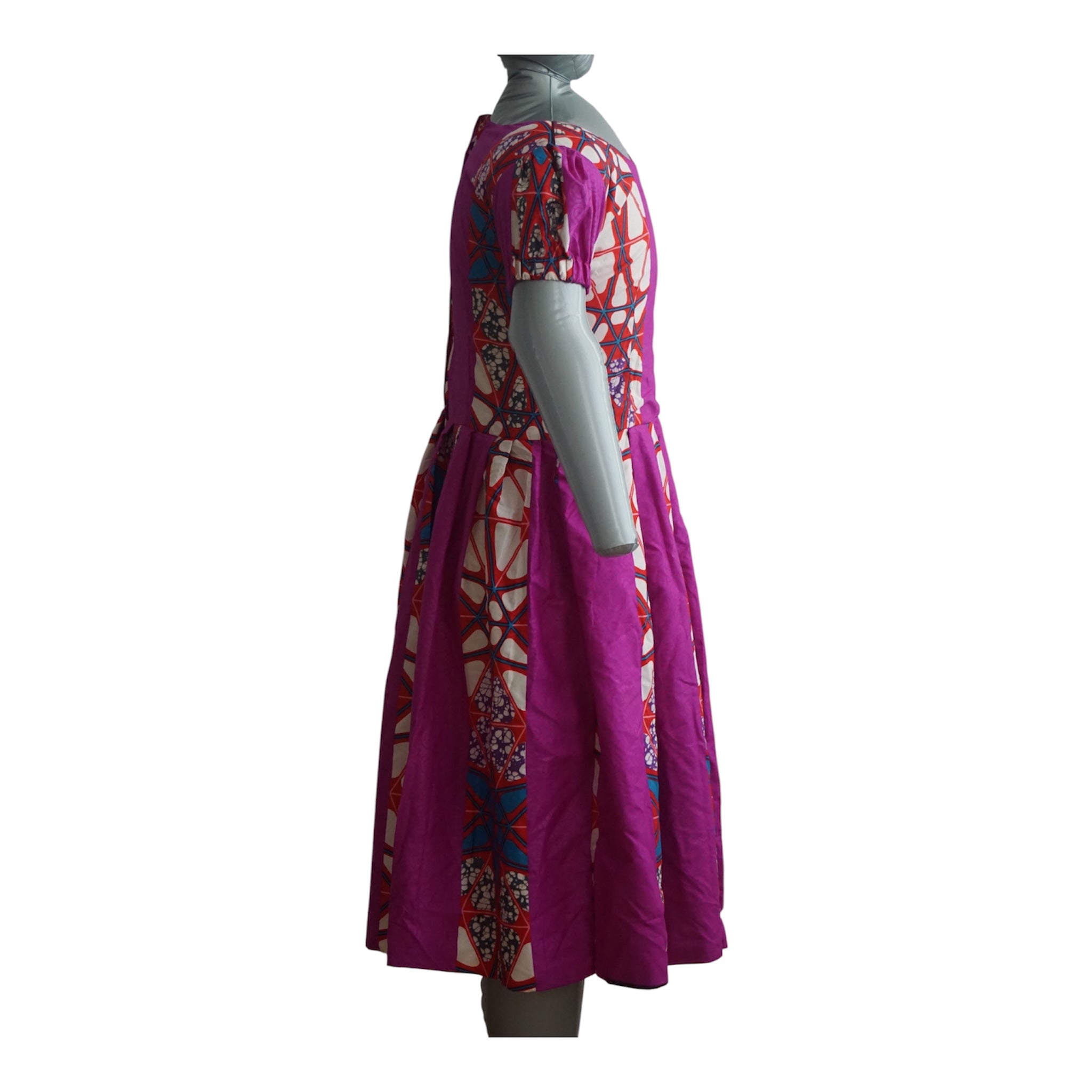 Fully Linen Ankara Cotton Dress: African Print, Ready to Wear,  with Extra Fabric for Adjustment Size M