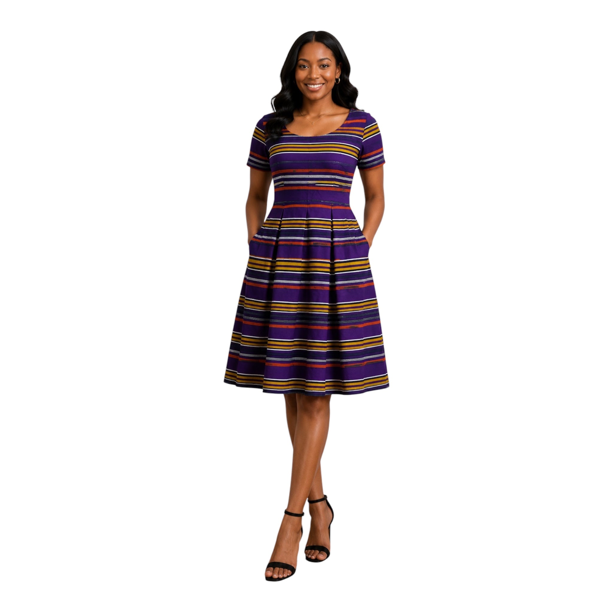 Ready to Wear Ankara Cotton Dress with Extra Clothe for Adjustment. Size M