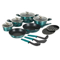 Herzberg HG-METRD15: 15 Pieces Marble Coated Cookware Set - Green