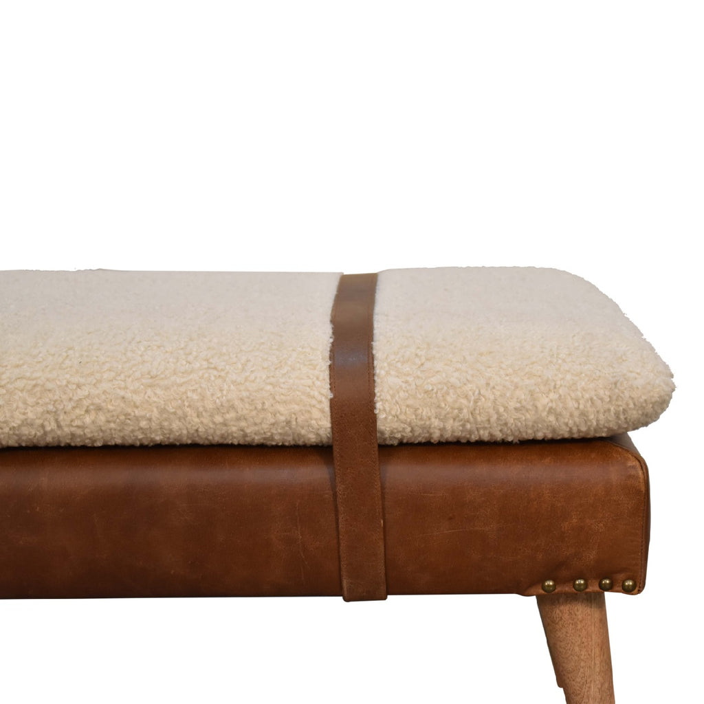Boucle Buffalo Hide Leather Bench - 9 in Stock - Backorder 12 Weeks