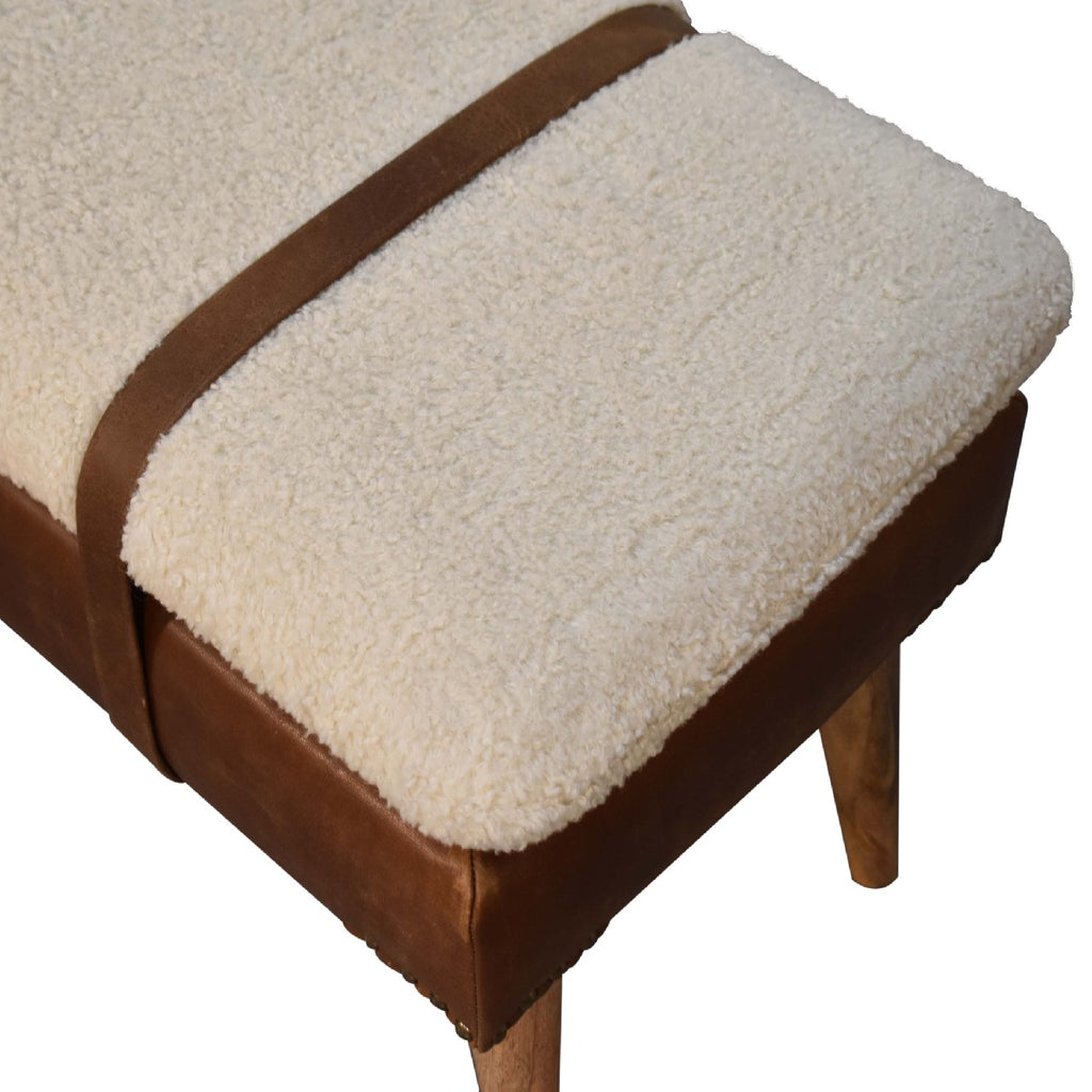 Boucle Buffalo Hide Leather Bench - 9 in Stock - Backorder 12 Weeks