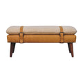 Boucle x Tan Leather Bench - Lead time 12 weeks