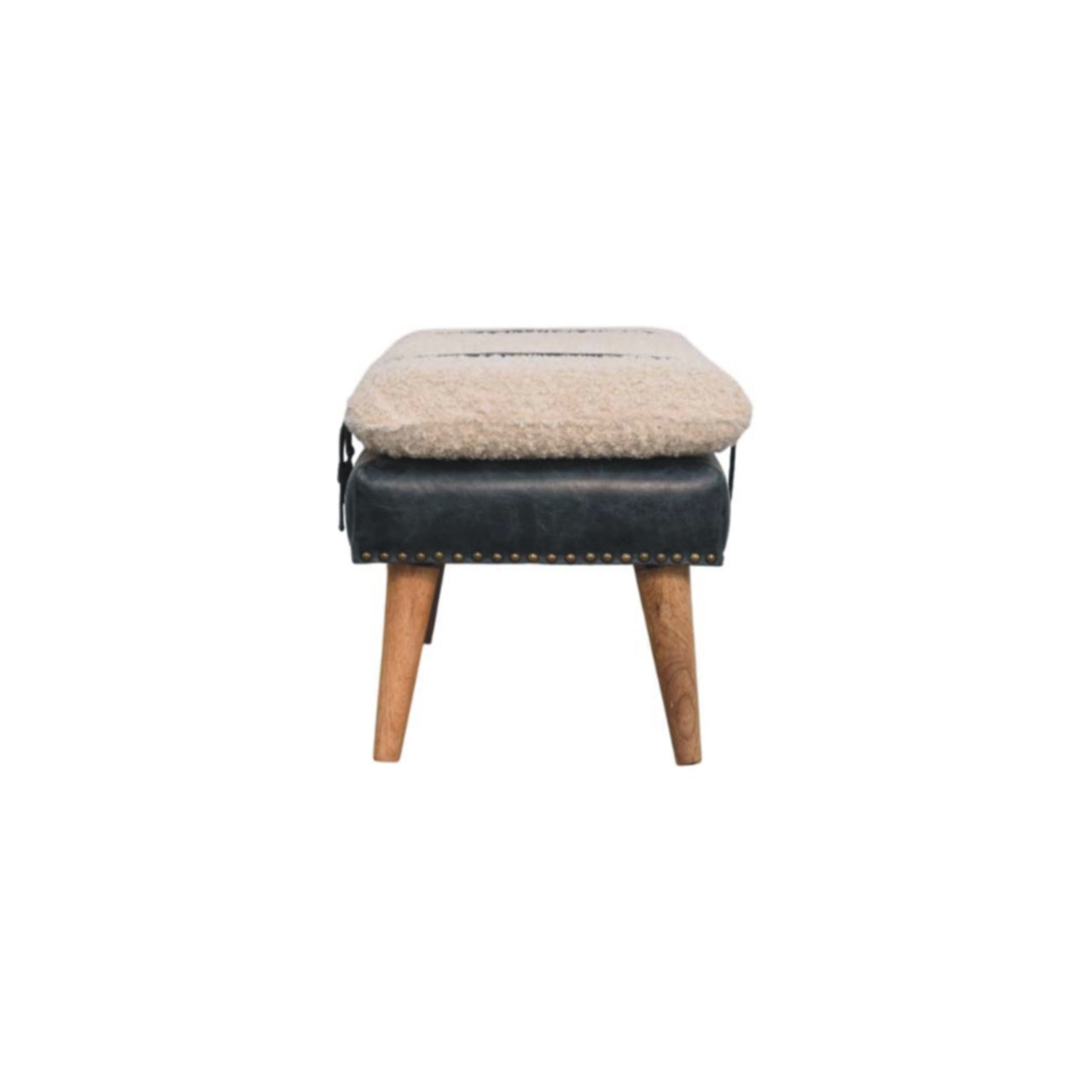 Boucle x Olive Green Leather Bench - Lead time 12 weeks