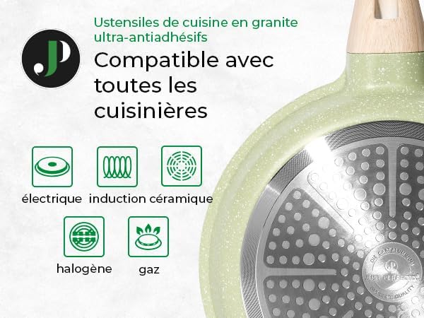 Just Perfecto JL-787: 15 Pieces Granite Cookware Set - Green