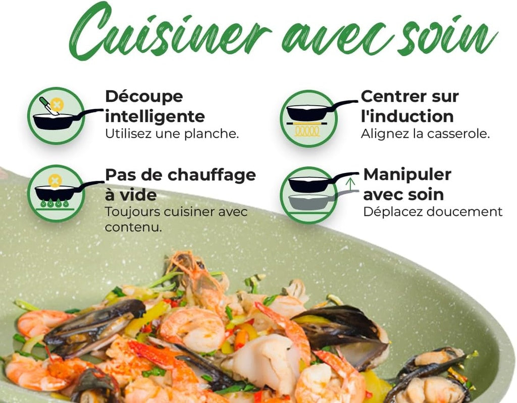 Just Perfecto JL-787: 15 Pieces Granite Cookware Set - Green
