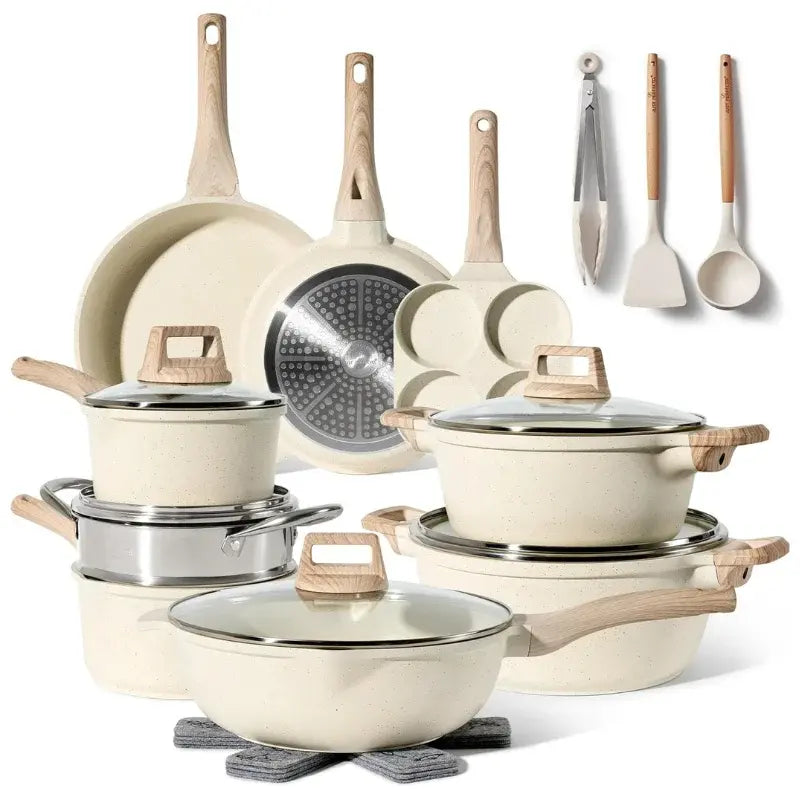 Just Perfecto JL-721: 21 Pieces Granite Cookware Set - Biege