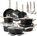 Just Perfecto JL-721: 21 Pieces Granite Cookware Set - Black