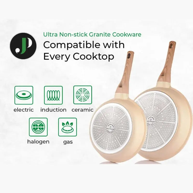 Just Perfecto JL-787: 15 Pieces Granite Cookware Set - Beige