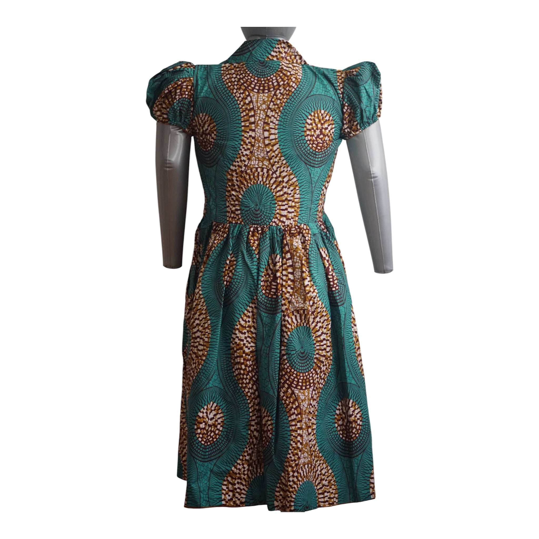 Fully Linen Ankara Dress: African Print, Ready to Wear, Size L.
