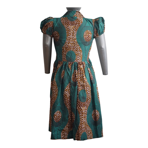 Fully Linen Ankara Dress: African Print, Ready to Wear, Size L.