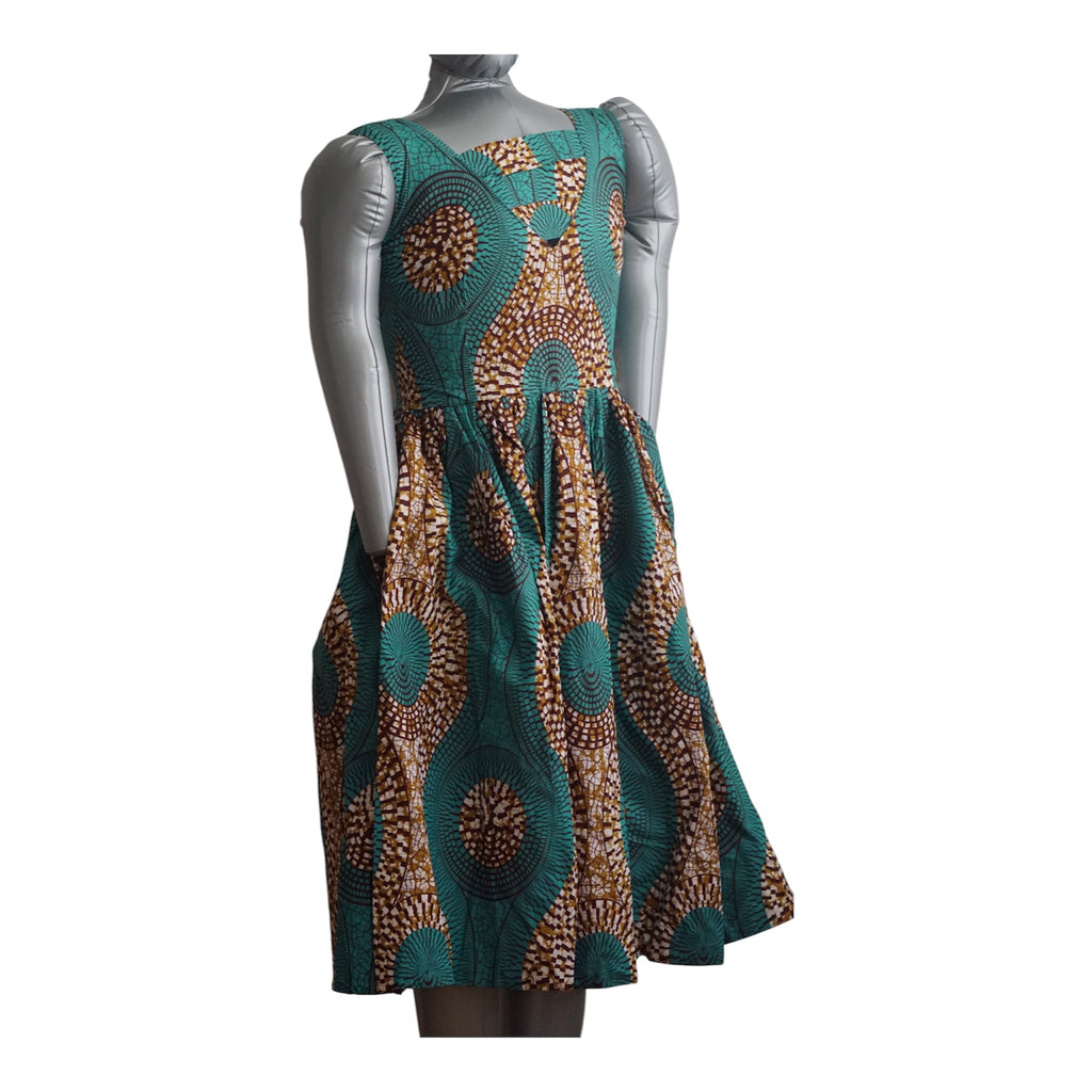 Fully Linen Ankara Dress: African Print, Ready to Wear, Size M