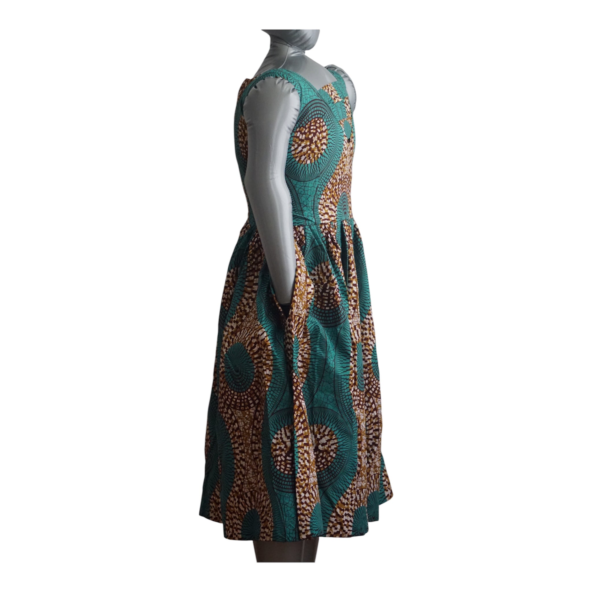 Fully Linen Ankara Dress: African Print, Ready to Wear, Size M