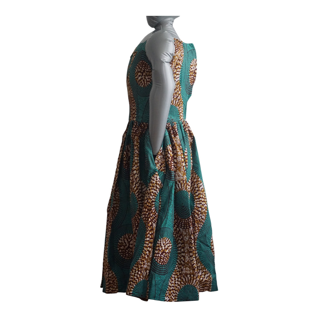 Fully Linen Ankara Dress: African Print, Ready to Wear, Size M
