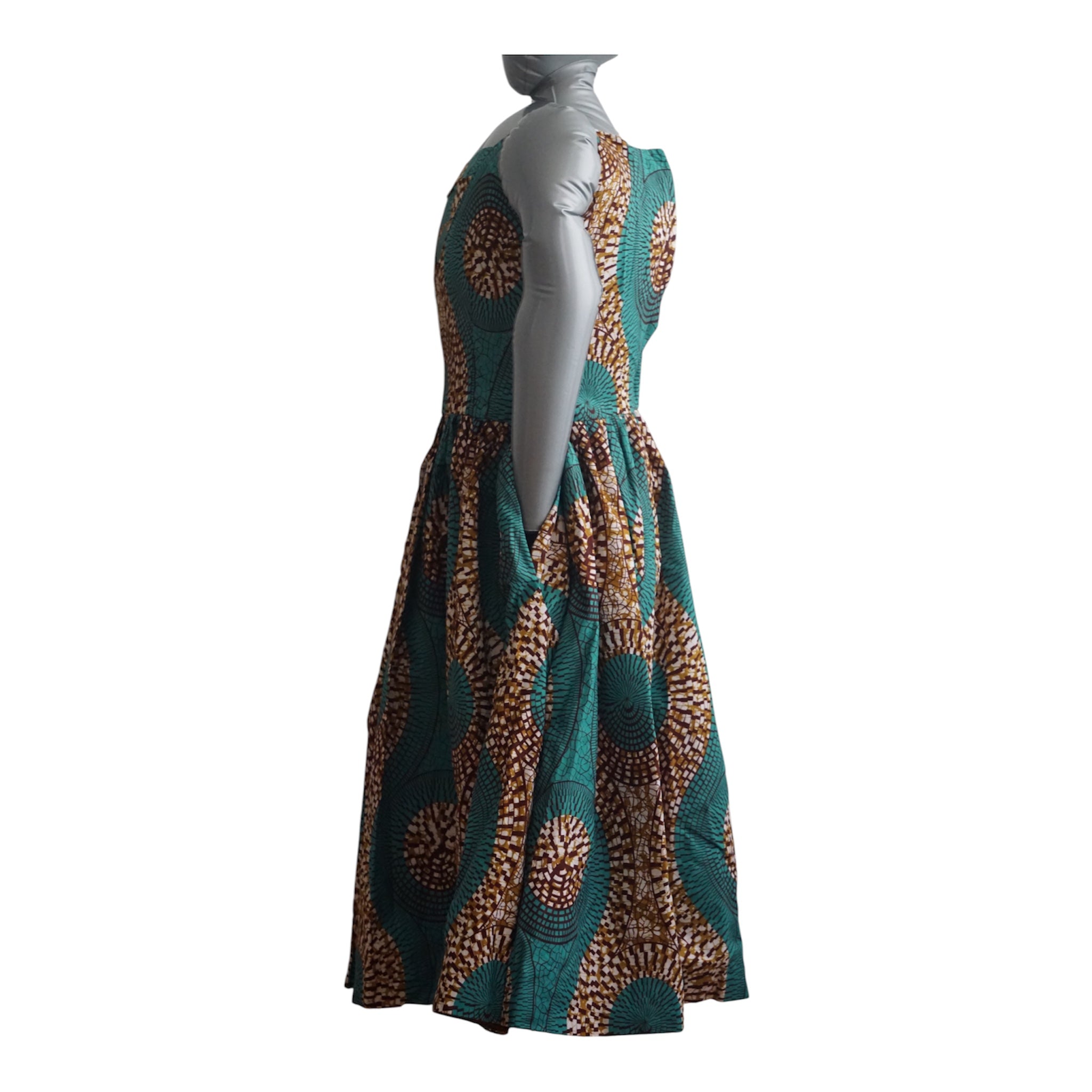 Fully Linen Ankara Dress: African Print, Ready to Wear, Size M