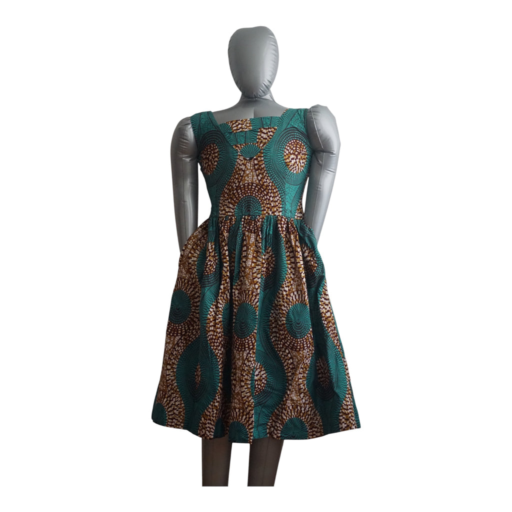 Fully Linen Ankara Dress: African Print, Ready to Wear, Size M