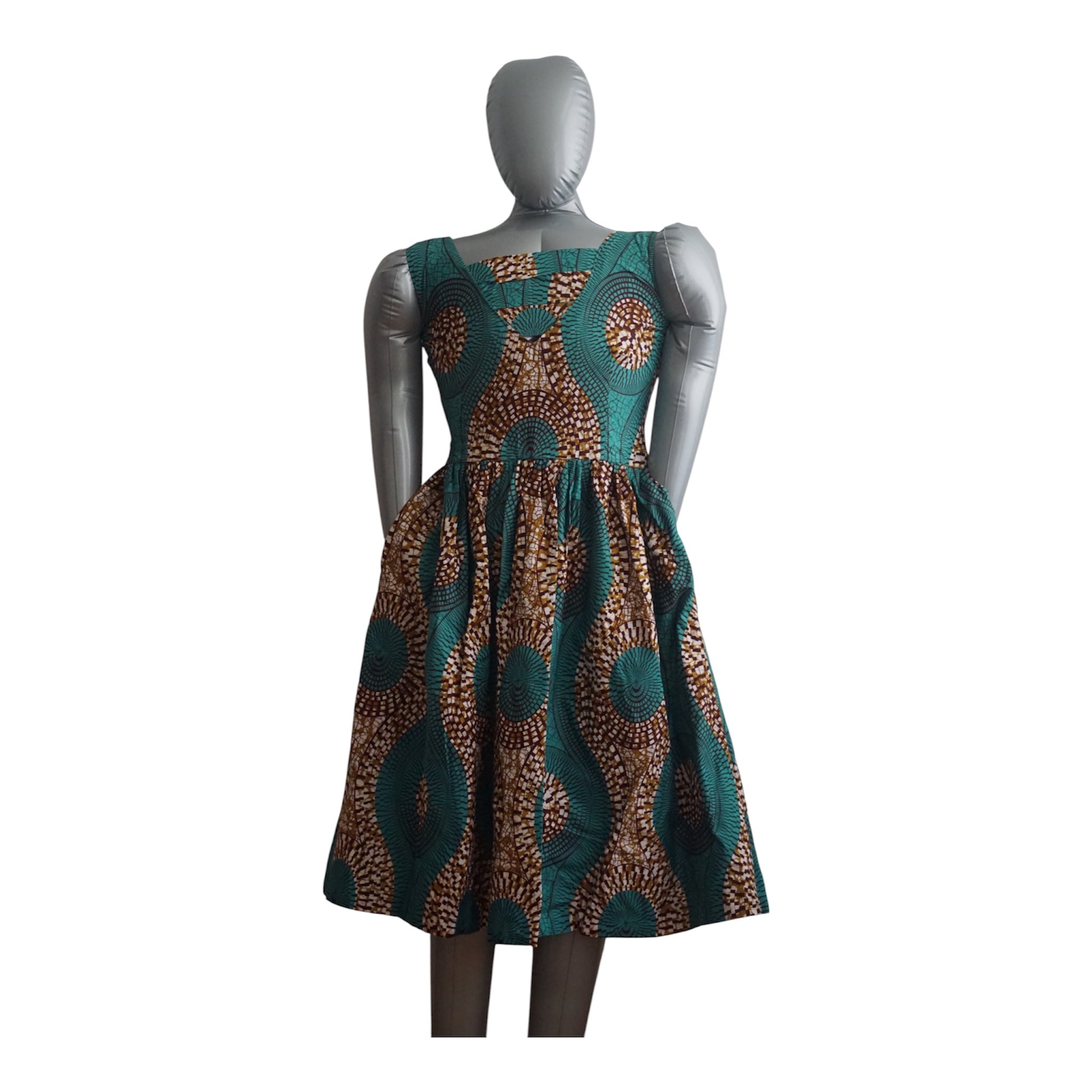 Fully Linen Ankara Dress: African Print, Ready to Wear, Size M