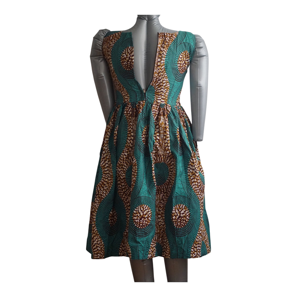 Fully Linen Ankara Dress: African Print, Ready to Wear, Size M