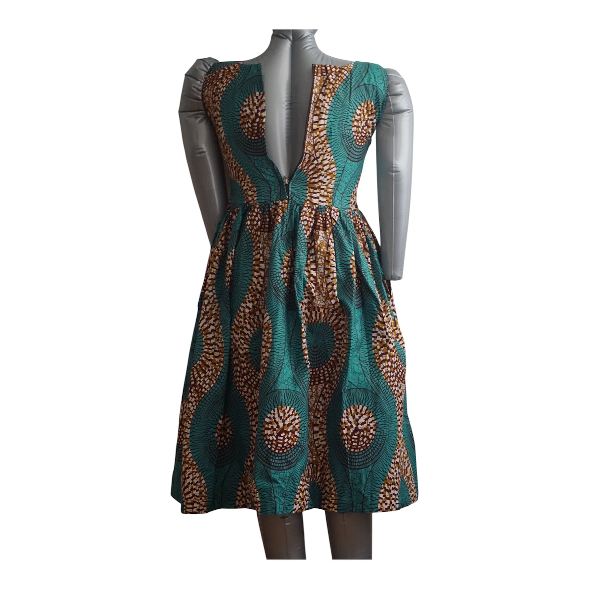 Fully Linen Ankara Dress: African Print, Ready to Wear, Size M
