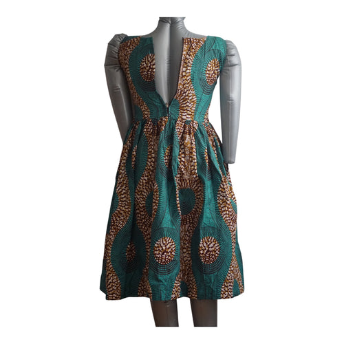 Fully Linen Ankara Dress: African Print, Ready to Wear, Size M