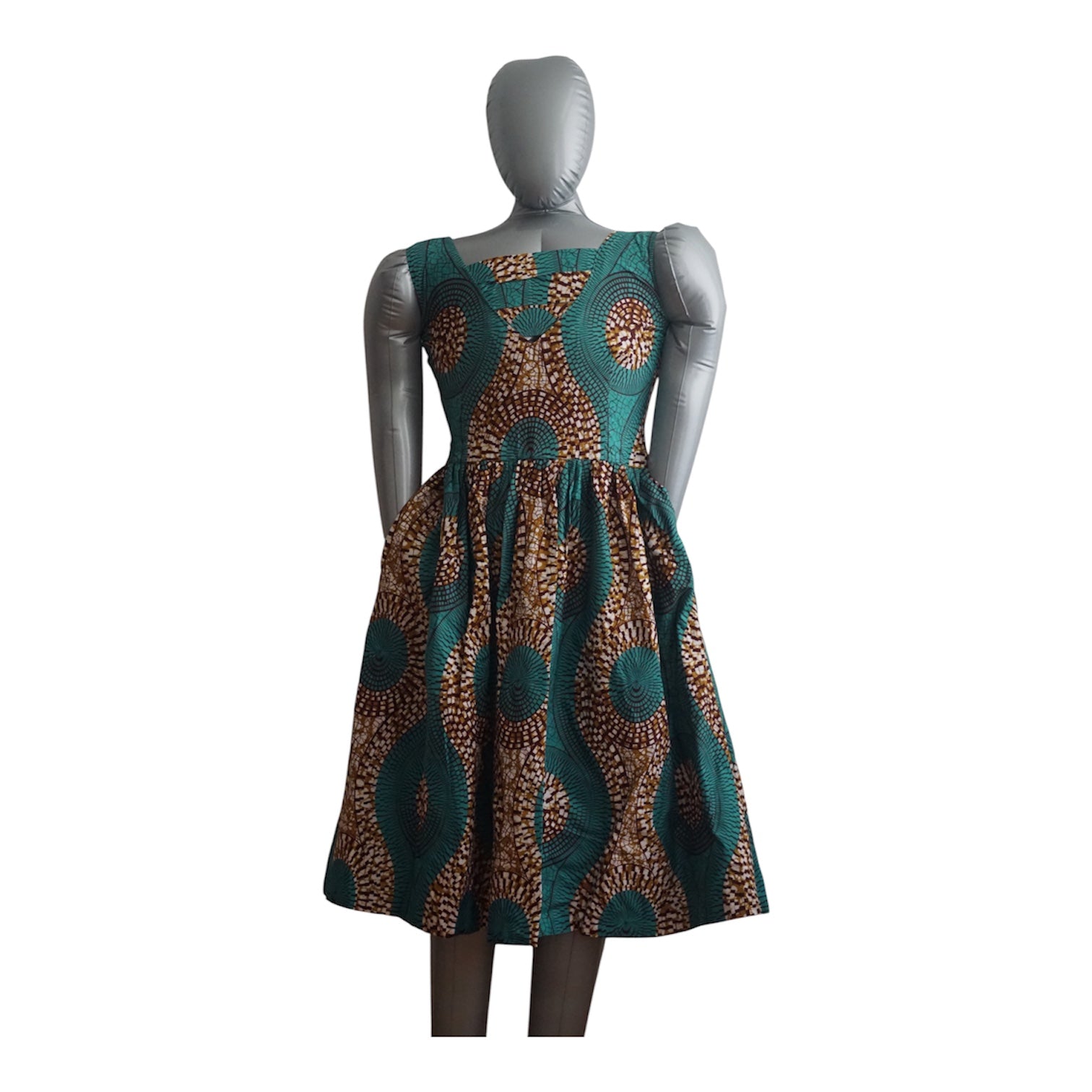 Fully Linen Ankara Dress: African Print, Ready to Wear, Size M