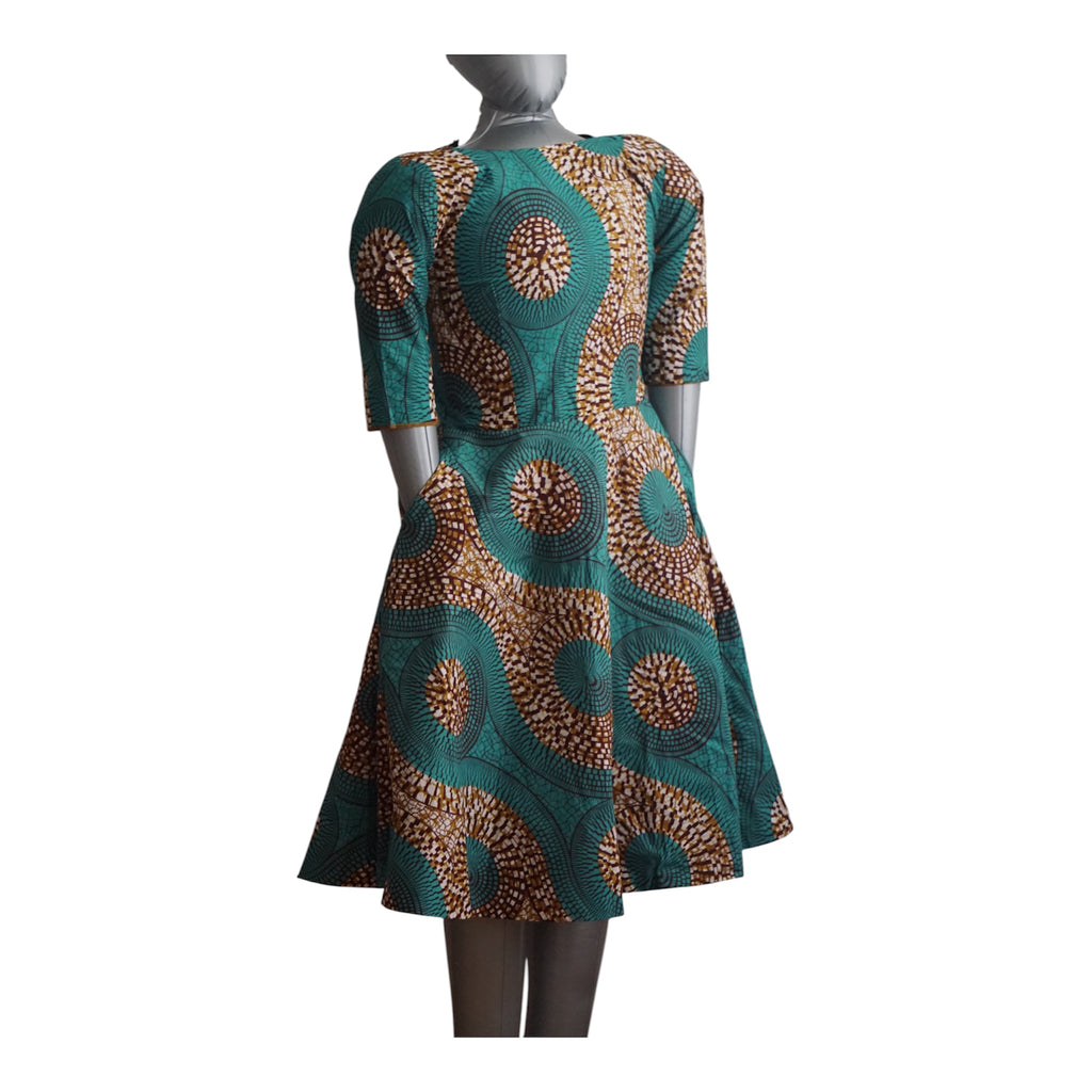 Fully Linen Ankara Dress: African Print, Ready to Wear, Size S