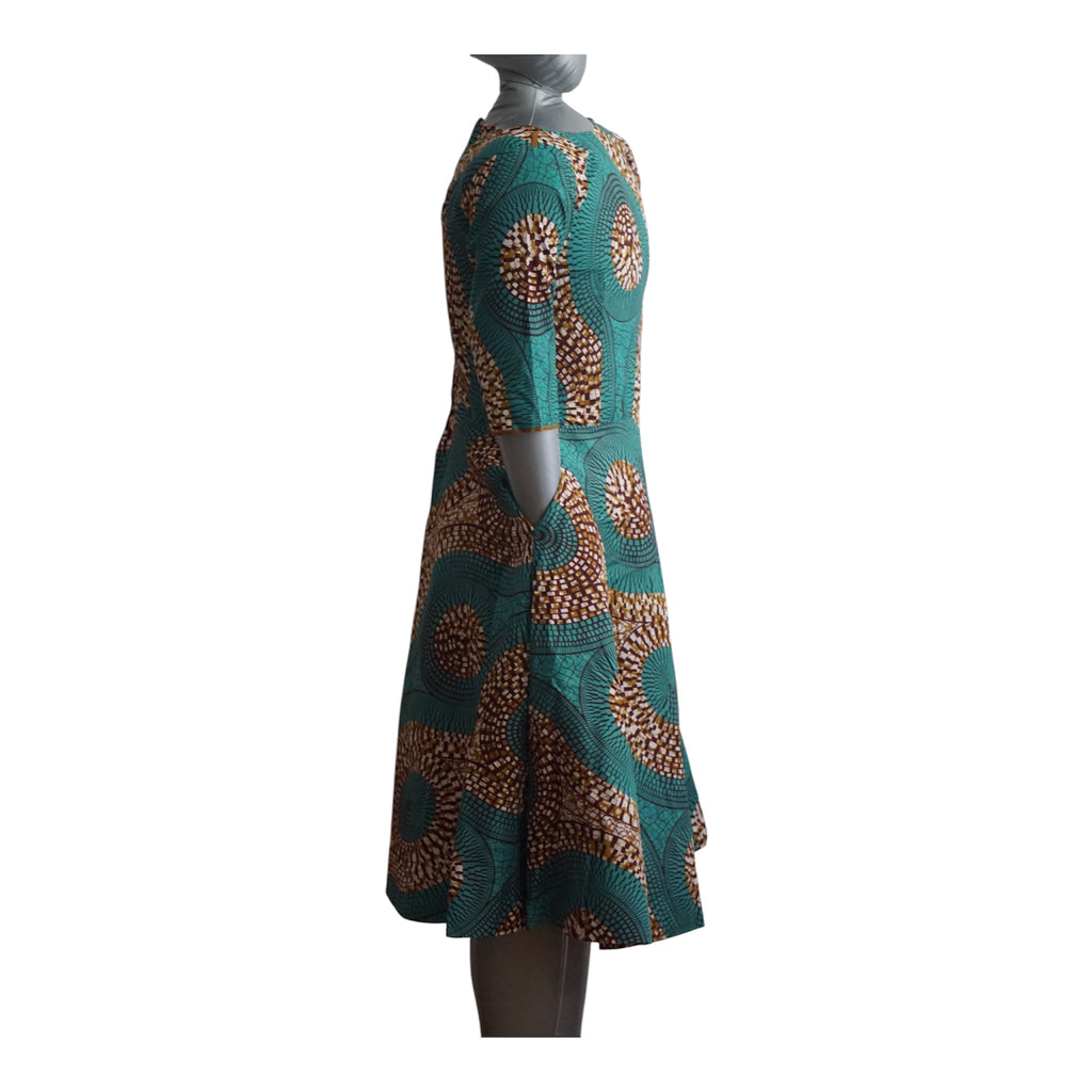 Fully Linen Ankara Dress: African Print, Ready to Wear, Size S