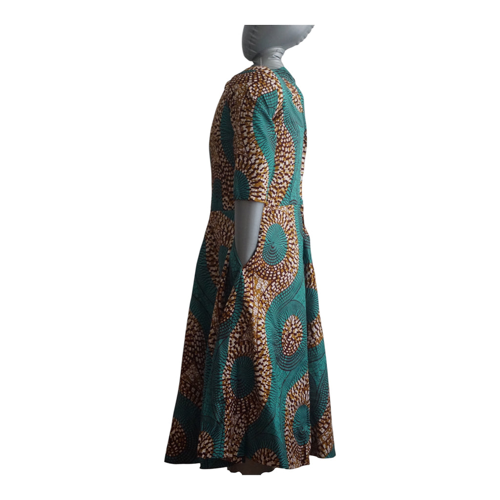 Fully Linen Ankara Dress: African Print, Ready to Wear, Size S
