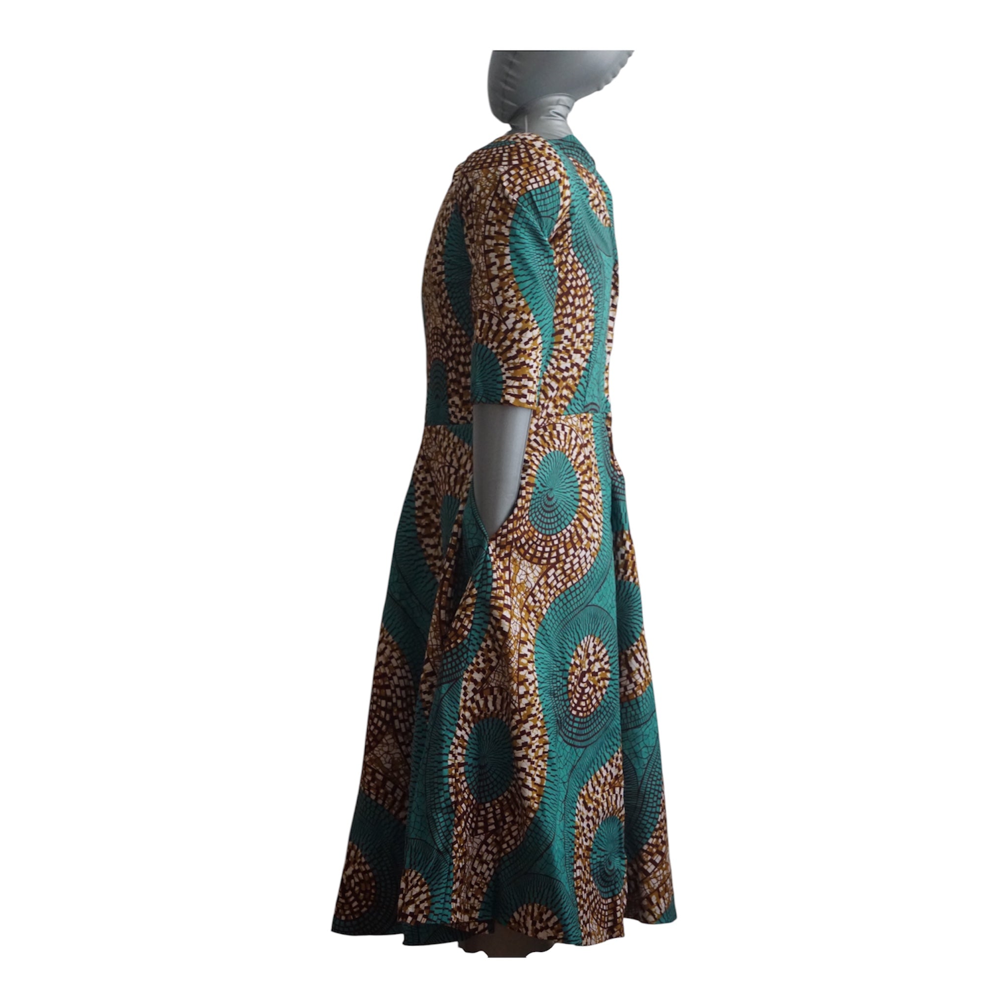 Fully Linen Ankara Dress: African Print, Ready to Wear, Size S