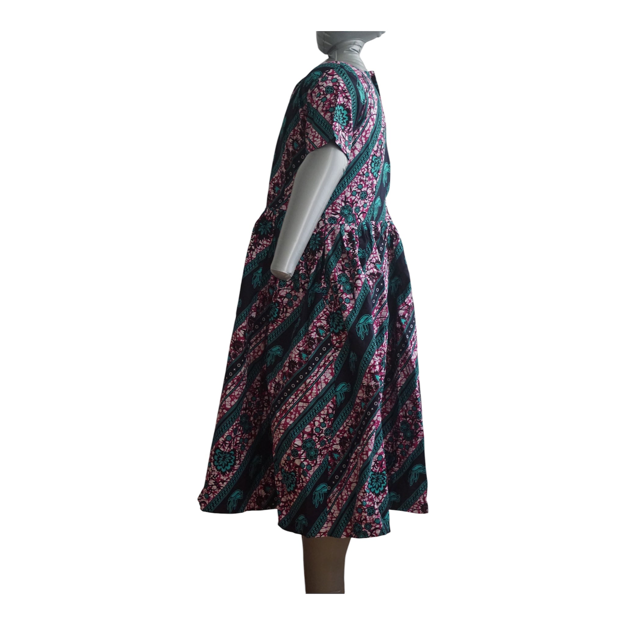 Full Linen Ankara Dress/ Quality African Ankara Print - Size L