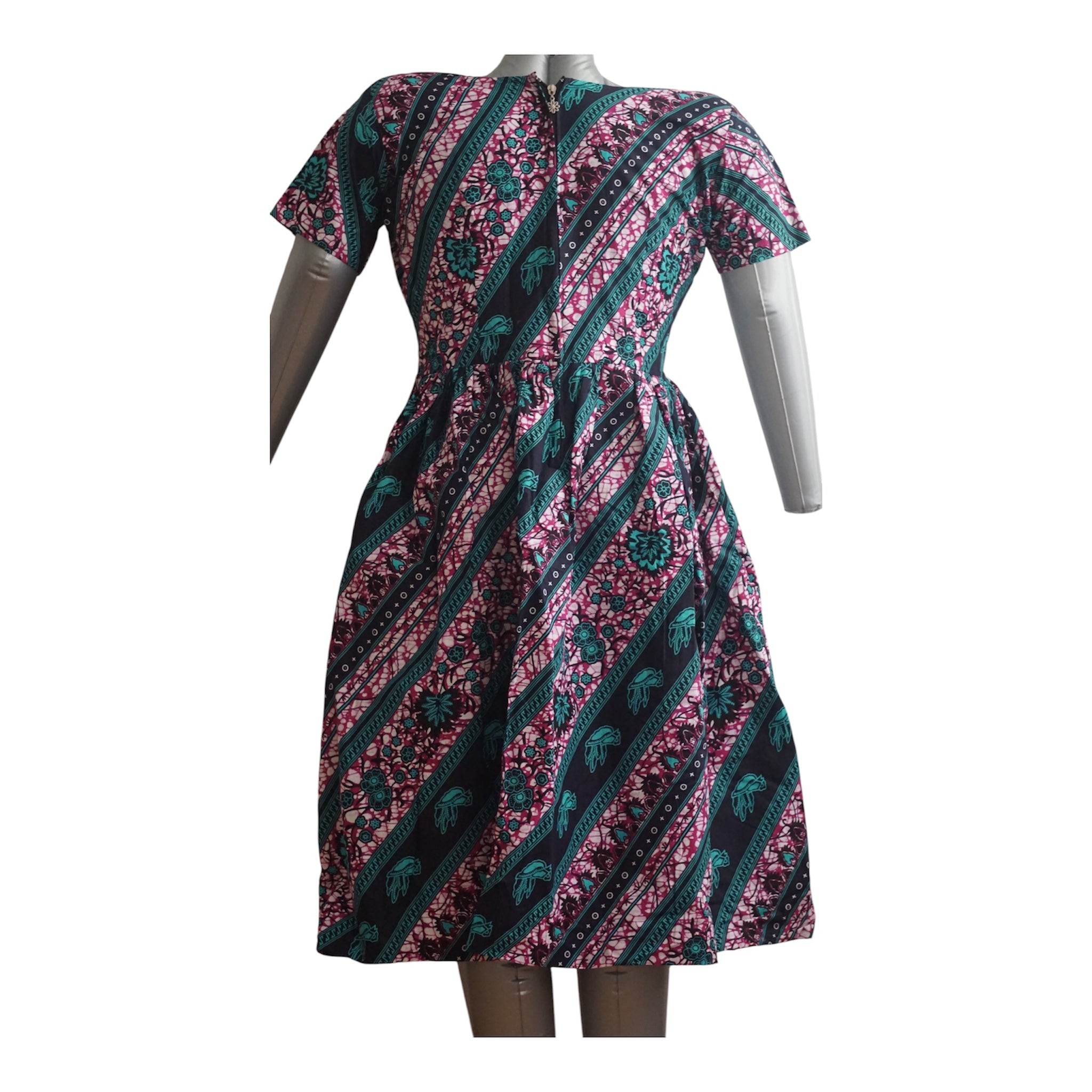 Full Linen Ankara Dress/ Quality African Ankara Print - Size L