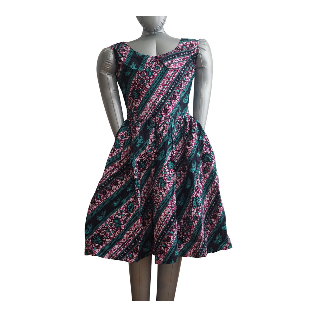 Full Linen Ankara Dress/ Quality African Ankara Print - Size M