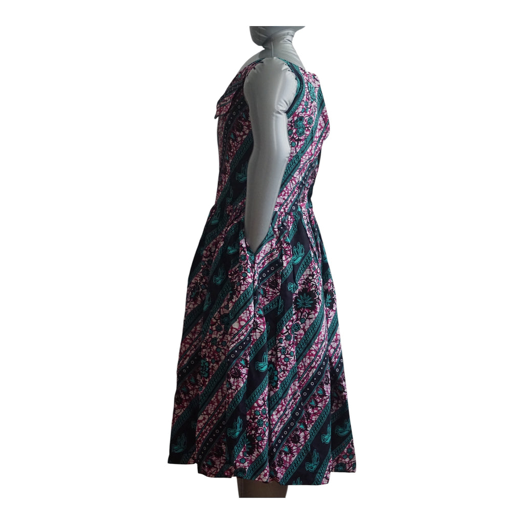 Full Linen Ankara Dress/ Quality African Ankara Print - Size M