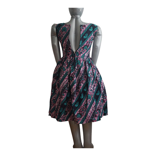 Full Linen Ankara Dress/ Quality African Ankara Print - Size M