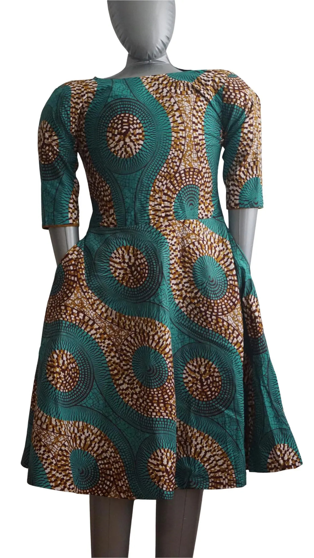 Fully Linen Ankara Dress: African Print, Ready to Wear, Size S